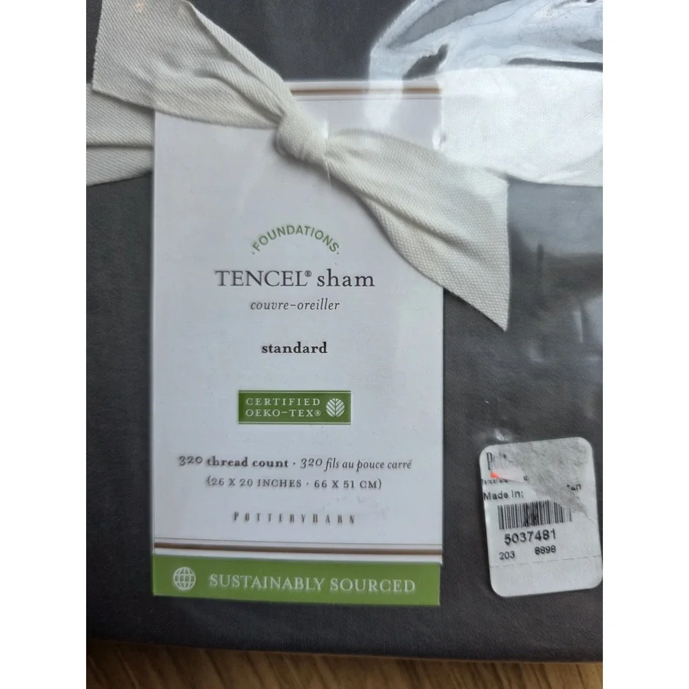 Set/2 Pottery Barn Tencel Standard Shams Flagstone Sustainable Pillowcases